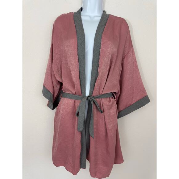 Cozy Rozy Mauve Pink Kimono Robe L NWT Lounge Wrap Made in USA - Picture 1 of 7